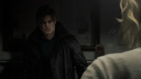Resident Evil Requiem – Screenshot, auf dem Leon Kennedy mit Grace Ashcroft spricht.